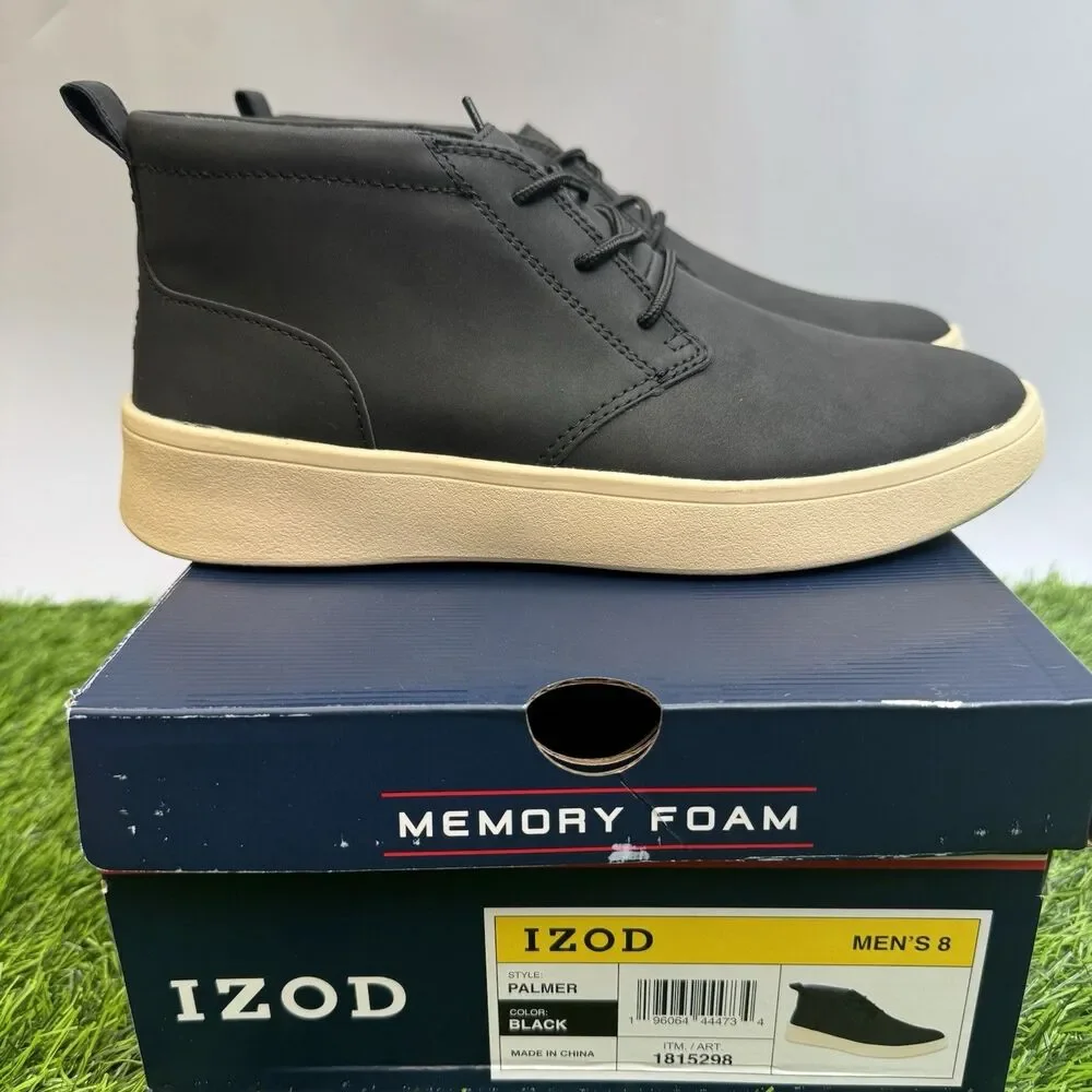 IZOD Palmer Men's Size 8 Lace-up Chukka Boots, Black New in Box